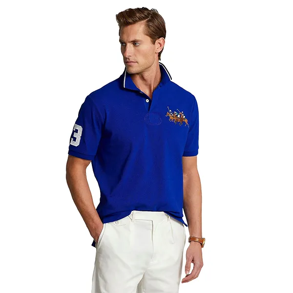 Áo Polo Nam Ralph Lauren Slim Fit Triple-Pony Polo Shirt 614003 BLUE Màu Xanh Dương Size XS - Thời trang - Vua Hàng Hiệu
