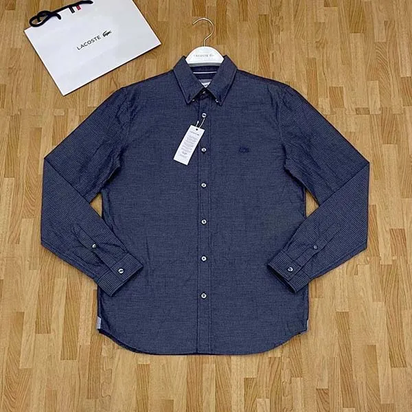 Áo Sơ Mi Dài Tay Nam Lacoste Regular Fit Màu Xanh Tím Than Size 39