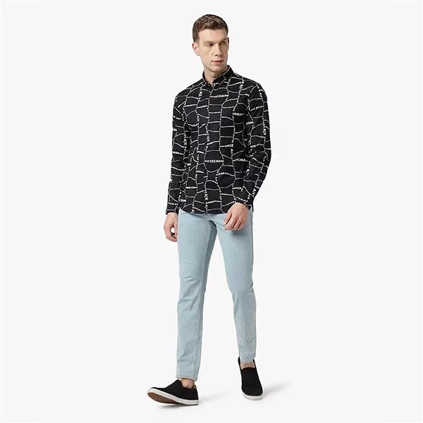 Áo Sơ Mi Nam Armani Exchange Logo Print Slim Fit Shirt 3RZC25 ZNEAZ-GD04 Màu Đen Size XS