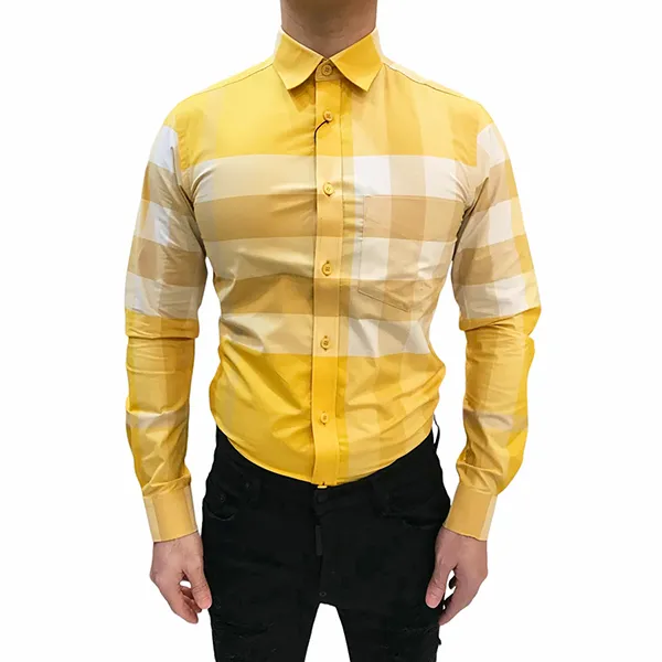 Áo Sơ Mi Nam Burberry Check Pattern Long Sleeved Shirt 8065974 Màu Vàng Size XS