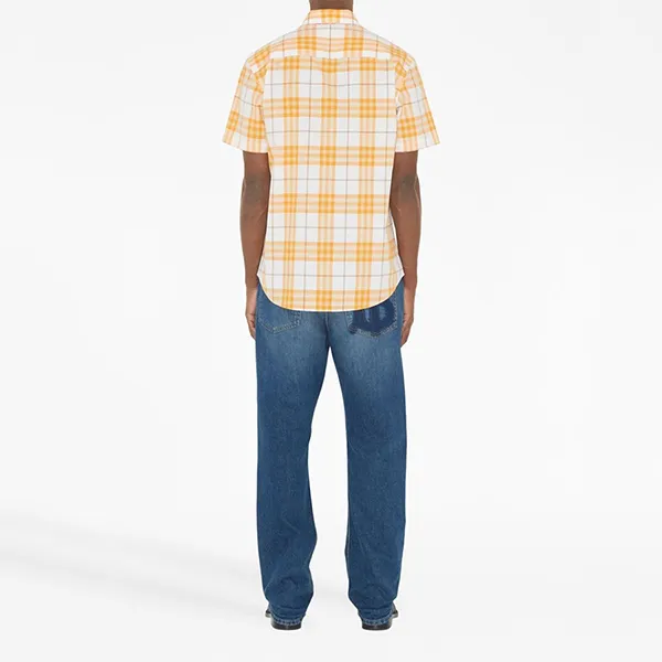 Áo Sơ Mi Nam Burberry Check-Pattern Short-Sleeve Màu Vàng Size XS