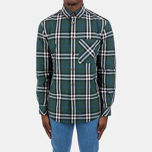 Áo Sơ Mi Nam Burberry Green Poplin Check Shirt 8041523 Màu Xanh Lá Size XS - Thời trang - Vua Hàng Hiệu