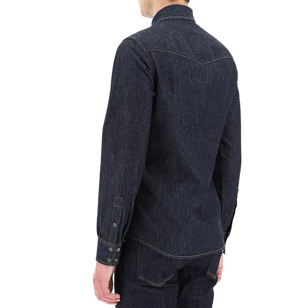 Áo Sơ Mi Nam Dolce & Gabbana D&G Western Denim Shirt GOLD G5JC8D Màu Xanh Đen Size 39