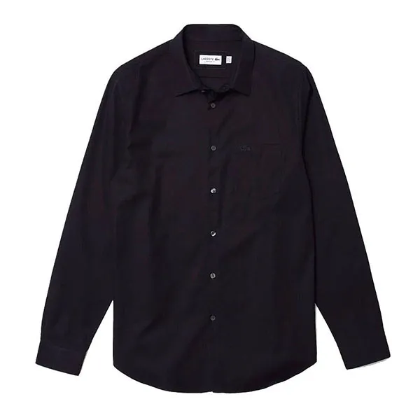 Áo Sơ Mi Nam Lacoste Men's Regular Fit Solid Cotton Shirt CH2745 HDE Màu Xanh Đen Size 38 - 3