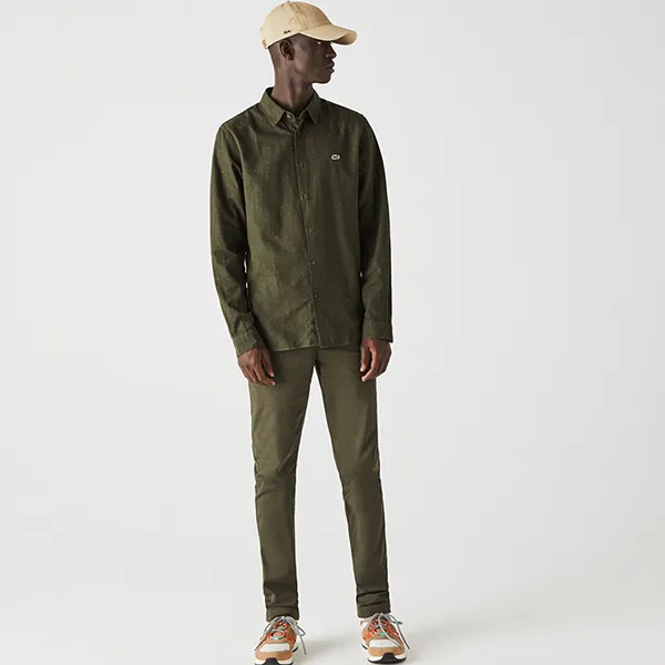 Áo Sơ Mi Nam Lacoste Slim Fit Shirt CH2985 Màu Xanh Kaki - Thời trang - Vua Hàng Hiệu