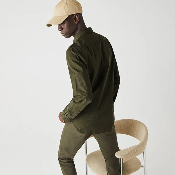 Áo Sơ Mi Nam Lacoste Slim Fit Shirt CH2985 Màu Xanh Kaki - Thời trang - Vua Hàng Hiệu