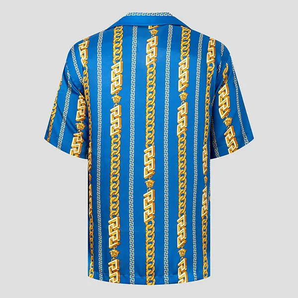Áo Sơ Mi Nam Versace Blue With Pattern Printed 1005025 1A07626 5U270 Màu Xanh Phối Vàng
