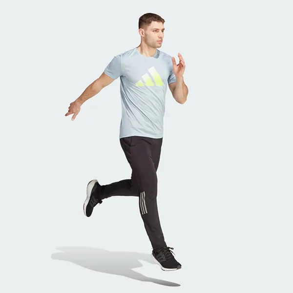 Áo Thun Nam Adidas 3 Bar Run Icons Logo TShirt IJ9415 Màu Xanh Xám Size L