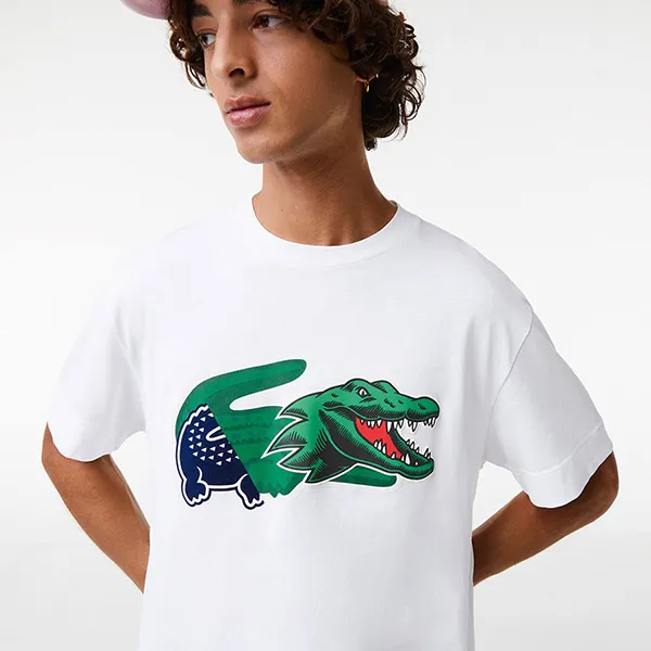 Áo Thun Nam Lacoste Relaxed Fit Oversized Crocodile T-Shirt TH1410 00 001 Màu Trắng Size 2
