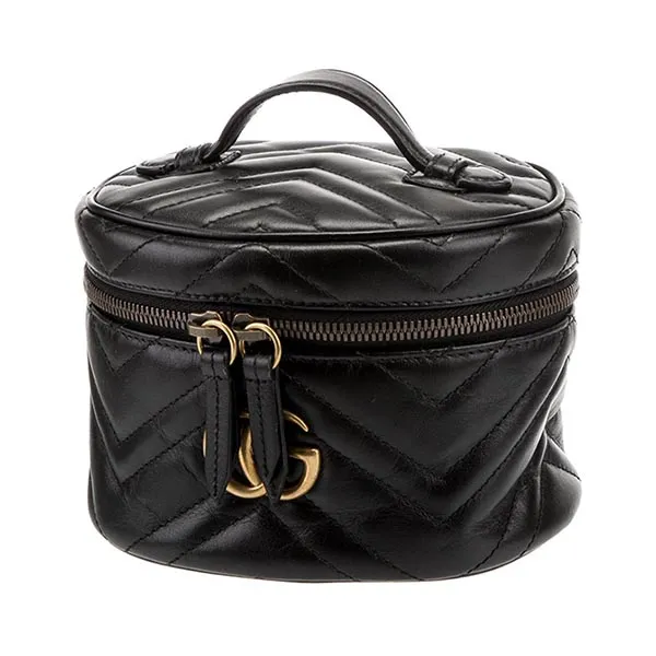 Balo Nữ Gucci Mini GG Marmont Matelassé Round Backpack GUC1376414 Màu Đen