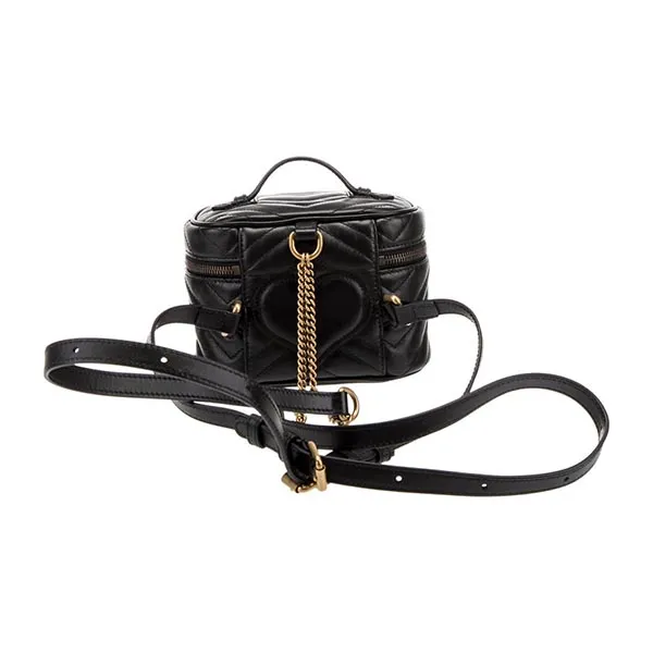 Balo Nữ Gucci Mini GG Marmont Matelassé Round Backpack GUC1376414 Màu Đen