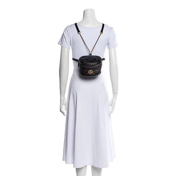 Balo Nữ Gucci Mini GG Marmont Matelassé Round Backpack GUC1376414 Màu Đen