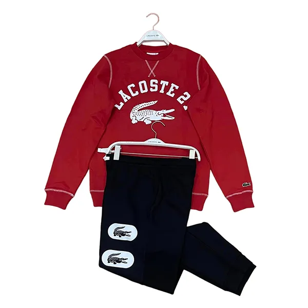 Bộ Quần Áo Nỉ Lacoste Nam Tracksuit Logo Cao Cấp Màu Xanh Đen/Đỏ - Phong Cách Thể Thao Lịch Lãm và Năng Động