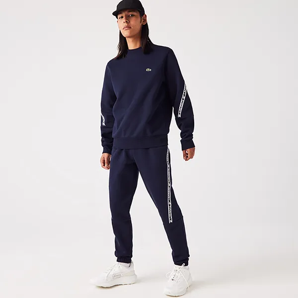 Bộ Quần Áo Nỉ Nam Lacoste Men's Printed Bands Trackpants Màu Xanh Navy Size 4