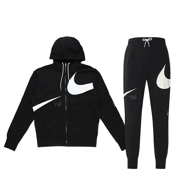 Bộ Quần Áo Nỉ Nam Nike Large Logo DD6088-010/DD6092-010 Màu Đen Trắng Size L