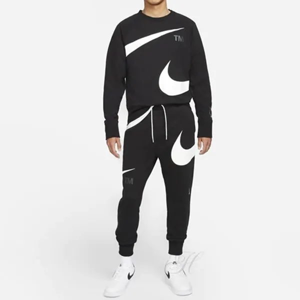 Bộ Quần Áo Nỉ Nam Nike Large Logo DD6097-010/DD6092-010 Màu Đen Trắng - Thời trang - Vua Hàng Hiệu
