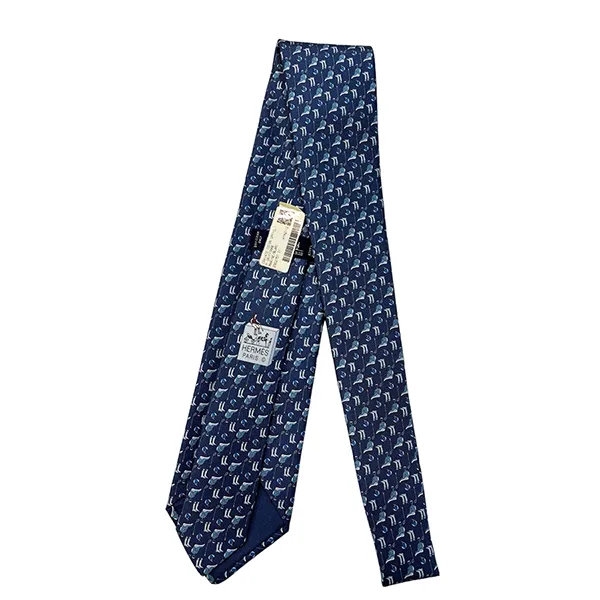 Cà Vạt Nam Hermès Cravate Coton Upcycli H Griffonne Marine/Blanc Màu Xanh Navy - Thời trang - Vua Hàng Hiệu