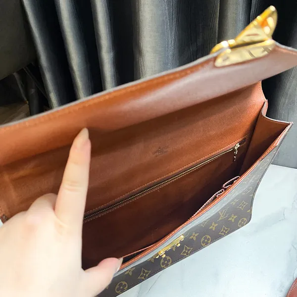 Cặp Louis Vuitton LV Document Holder In Monogram Canvas And Natural Leather Màu Nâu - Túi xách - Vua Hàng Hiệu