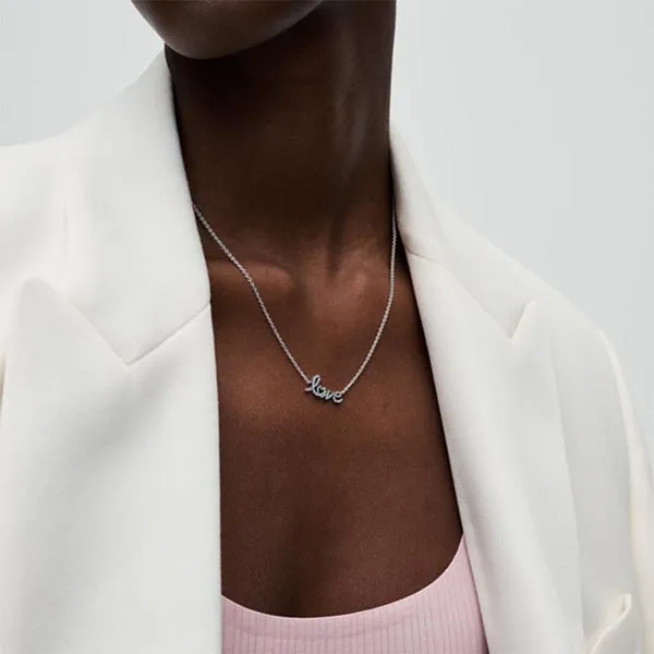 Dây Chuyền Nữ Pandora Moments Silver Necklace With Love Letter Pendant 393076C01 Màu Bạc