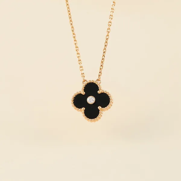 Dây Chuyền Nữ Jewery Luxury Alhambra Holiday Diamond Onyx Pendant Necklace Màu Đen-Vàng Hồng - Trang sức - Vua Hàng Hiệu