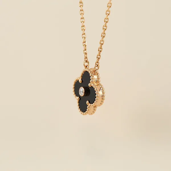Dây Chuyền Nữ Jewery Luxury Alhambra Holiday Diamond Onyx Pendant Necklace Màu Đen-Vàng Hồng - Trang sức - Vua Hàng Hiệu