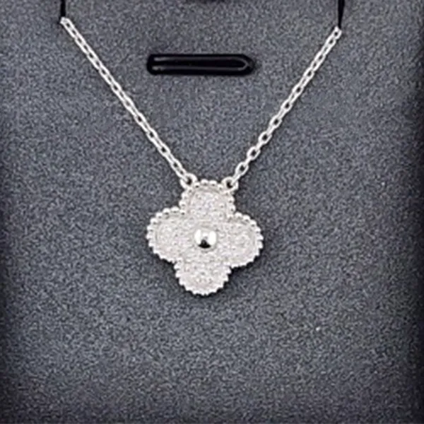 Dây Chuyền Nữ Jewery Luxury Alhambra Vintage Diamond Gold 18k White Gold Màu Vàng Trắng Size 15mm