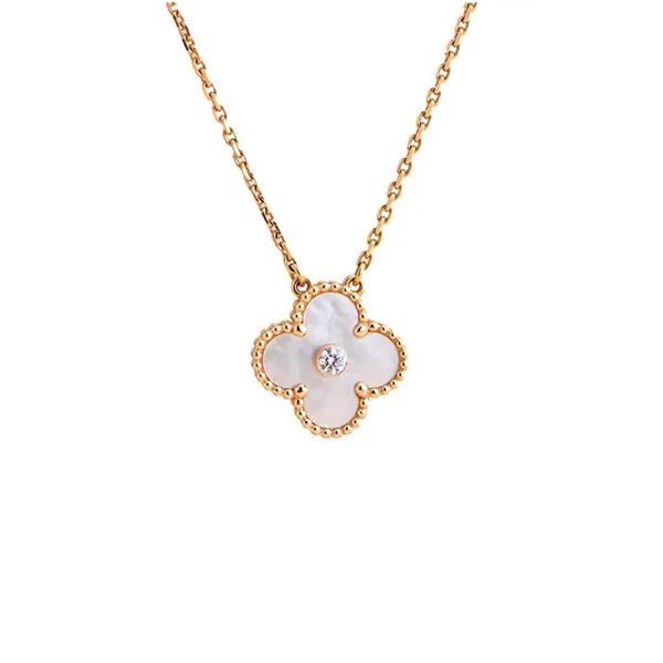 Dây Chuyền Nữ Jewery Luxury Diamond Mother Of Pearl Alhambra Pendant Màu Trắng – Vàng Hồng