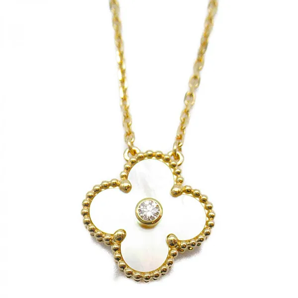 Dây Chuyền Nữ Jewery Luxury Vintage Alhambra Shell Diamond Màu Trắng Vàng