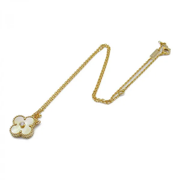 Dây Chuyền Nữ Jewery Luxury Vintage Alhambra Shell Diamond Màu Trắng Vàng