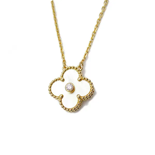 Dây Chuyền Nữ Jewery Luxury Vintage Alhambra Shell Diamond Màu Trắng Vàng