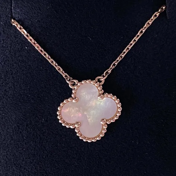 Dây Chuyền Jewery Luxury Vintage Alhambra Pendant 18k Yellow Gold Mother-Of-Pearl Màu Vàng Hồng Size 15mm - Trang sức - Vua Hàng Hiệu
