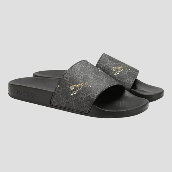 Dép Nam Gucci GG Supreme Tiger Printed Màu Đen Size 9 - Dép - Vua Hàng Hiệu