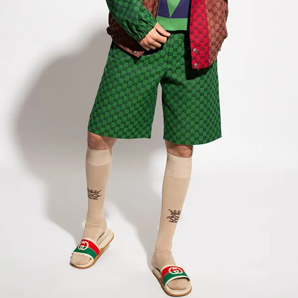 Dép Nam Gucci Interlocking G Slide Sandal Màu Kem/Xanh/Đỏ Size 5 - Dép - Vua Hàng Hiệu