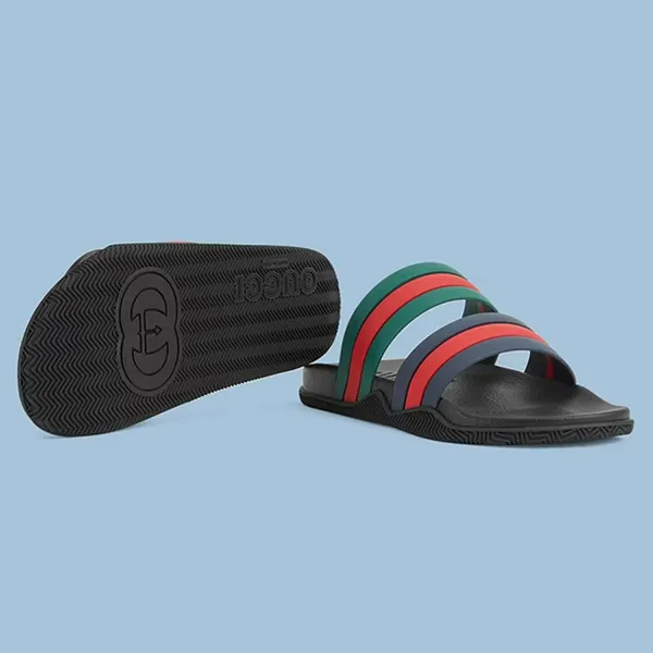 Dép Nam Gucci Men’s Web Slide Sandal Màu Đen