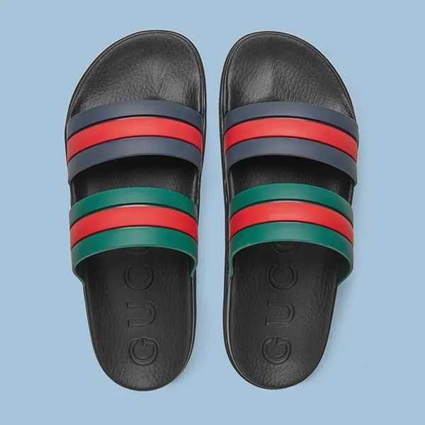 Dép Nam Gucci Men’s Web Slide Sandal Màu Đen