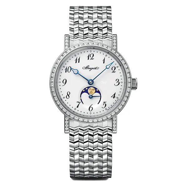 Đồng Hồ Breguet Classique Automatic Moonphase Diamonds 9088BB/29/BC0/DD00 Màu Bạc
