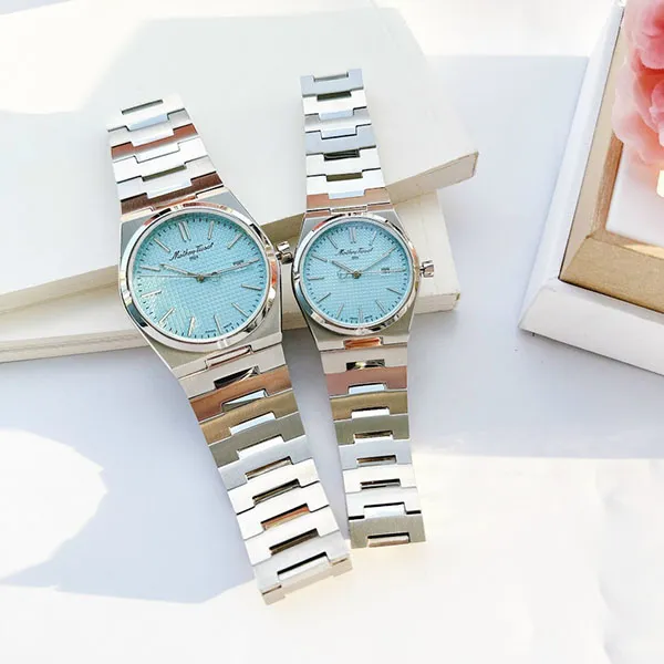 Đồng Hồ Đôi Tissot Mathey PRX Collection Couple Tiffany Màu Xanh Bạc