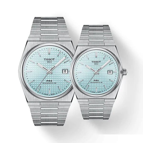 Đồng Hồ Đôi Tissot Mathey PRX Collection Couple Tiffany Màu Xanh Bạc
