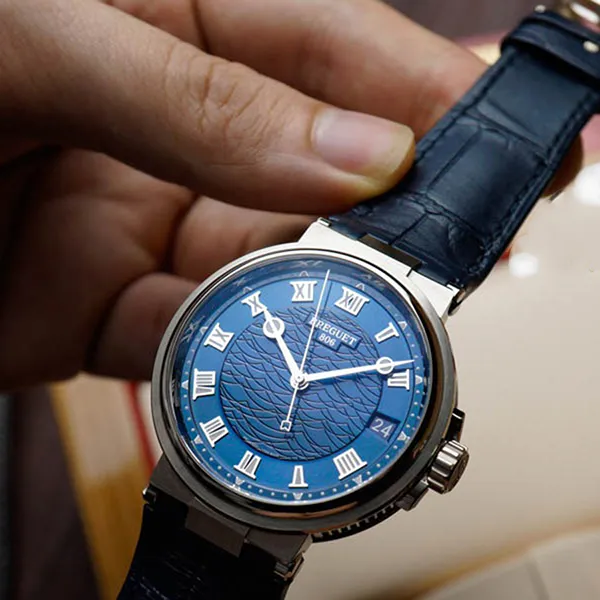 Đồng Hồ Nam Breguet Marine 5517BB/Y2/9ZU Crocodile Skin Màu Xanh Bạc - Đồng hồ - Vua Hàng Hiệu