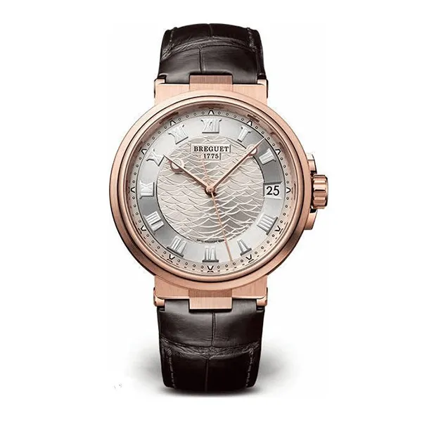 Đồng Hồ Nam Breguet Marine 5517BR/12/9ZU Crocodile Skin Màu Nâu/Vàng Hồng