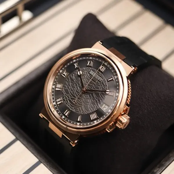 Đồng Hồ Nam Breguet Marine 5517BR/G3/5ZU Crocodile Skin Màu Đen/Vàng Hồng