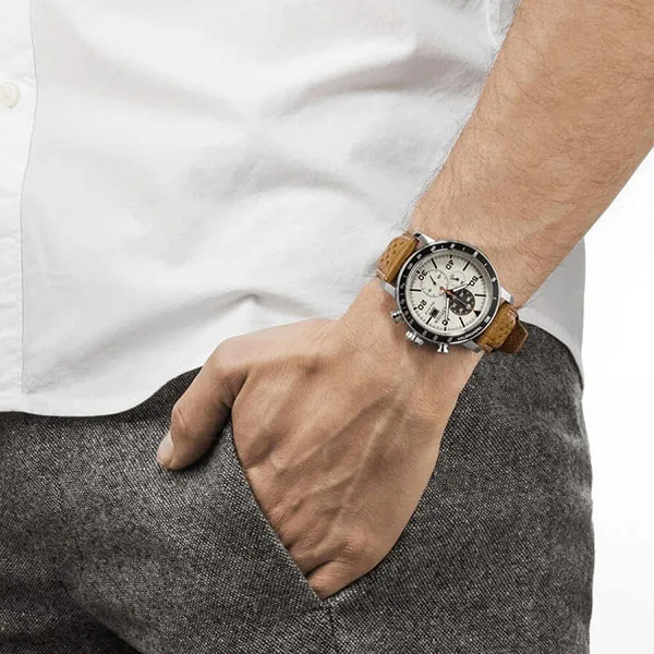Đồng Hồ Nam Citizen Eco-Drive CA0641-32X Brycen Leather Strap Màu Nâu Trắng