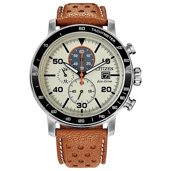 Đồng Hồ Nam Citizen Eco-Drive CA0641-32X Brycen Leather Strap Màu Nâu Trắng