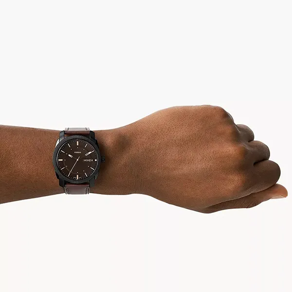 Đồng Hồ Nam Fossil Machine Date Brown LiteHide Leather Watch FS5901 Màu Nâu