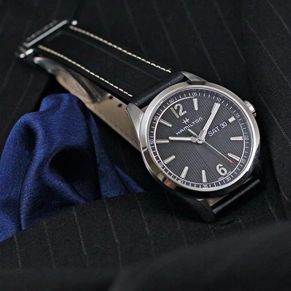 Đồng Hồ Nam Hamilton Broadway Day Date Grey Dial H43311735 40mm Màu Đen - Đồng hồ - Vua Hàng Hiệu