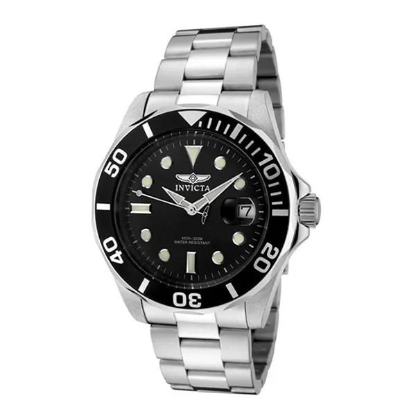 Đồng Hồ Nam Invicta Quartz Pro Diver 0590 Màu Đen Bạc
