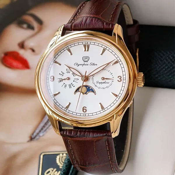 Đồng Hồ Nam Olympia Star OPA98022-86MR-GL-T Màu Nâu Vàng Hồng