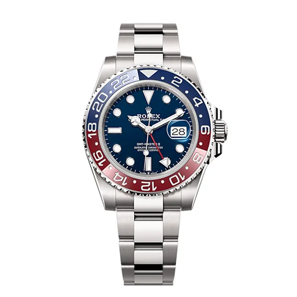 Đồng Hồ Nam Rolex GMT Master II White Gold 126719BLRO Màu Bạc Mặt Xanh