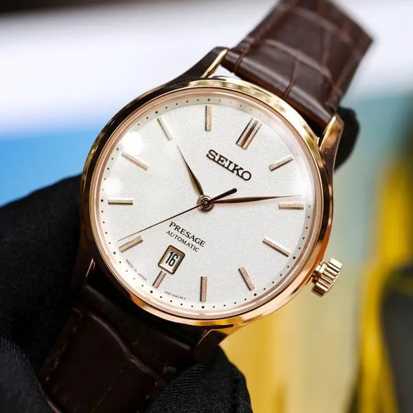 Đồng Hồ Nam Seiko Automatic Presage SRPD42J1 Màu Nâu Vàng Hồng