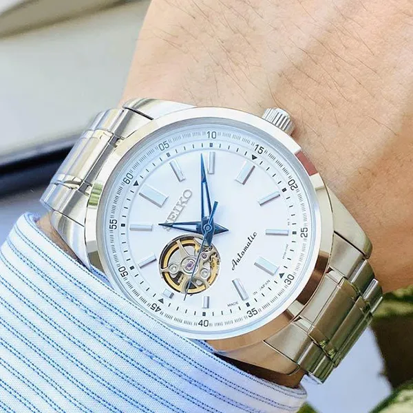 Đồng Hồ Nam Seiko Open Heart White SCVE049 Màu Bạc - Đồng hồ - Vua Hàng Hiệu